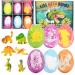 6 Pieces Dinosaur Egg Bath Bombs Set for Kids 100g Each Large Dino Egg Shower Bath Balls Fizzies with Mini Dinosaur Toys Inside for Easter Day Christmas or Birthday Gifts for Boys Girls