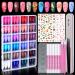 720PCS Almond Press on Nails Medium MORGLES 24 Colors False Nails with Glue Adhesive Tabs Stickers Tweezer 10 Sizes Medium Glossy Almond