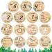 Funmo 15 Pieces Baby Monthly Cards Baby Milestone Cards 10cm Round Wooden Baby Monthly Milestone Cards Newborn Photography Prop Double Sided for Baby Shower Pregnancy Journey Birth Announcement