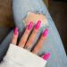 Hot Pink Press On Nails Medium Long Square Xcreando Medium Glue on Nails Coffin Perfect Fake Nails with Pure Color Natural Spring Nails Salon Press-on Feature Glossy Shade for Women and Girls In Daily Life