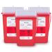 Sharps Container for Home Use and Professional 1 Quart (3-Pack) by Alcedo | Biohazard Needle and Syringe Disposal | Small Portable Container for Travel 1 Quart 3