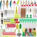 GOANDO Fishing Lures Kit for Freshwater Bait Tackle Kit for Bass Trout Salmon Fishing Accessories Tackle Box Including Spoon Lures Soft Plastic Worms Crankbait Jigs Fishing Hooks 380 Pcs Fishing Lures