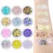 12 Colors Self-Adhesive Chunky Body Face Glitter - Sparkle Holographic Cosmetic Glitter for Hair Eyes Lip, Multicolored Makeup Palette for Festival Party Carnival, No Need Extra Glue #2