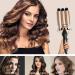 3 Barrel Curling Iron Wand- 1 Inch Ceramic Tourmaline Triple Barrels, Dual Voltage, Adjustable Temperature - Gold - Buy Online on SooperMarket.com
