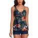Floral Print Modest Tankini Swimsuit Set with Boyshorts, Tummy Control - Large Navy - Buy Online on SooperMarket.com