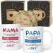 Gift set Mama Papa Gifts - Mama Papa Gift Christmas - Mama Papa cup with saying - Mama dad daughter son gift ideas (ceramic 330ml) Mama & Papa 2 Set Gift - We - Red Blue Blue
