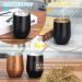 Telanks Modern 340 ML Yerba Mate Cup | 18/8 Stainless Steel | BPA-Free Lid Straw & Cleaning Brush | Black Tea Beverage Essential - Buy Online on SooperMarket.com