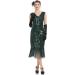Kayamiya Women's 1920s Flapper Dress Sequin Fringed Paisley V-Neck Great Gatsby Costume Green - Medium - Buy Online on SooperMarket.com