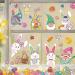 HPNIUB Easter Window Decoration Self-Adhesive with Bunny Eggs Spring Easter Window Clings to Stickers Rabbit Easter Eggs for Display Cabinets Window Decoration for Shop Windows Glass Decor Colourful C