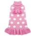 KYEESE Dog Sweater Dress Polka Dot Dog Sweater Pink with Leash Hole Knit Warm Dog Clothes with Pom Pom Ball for Fall Winter Small (Pack of 1) 3# Polkadot (Pink)