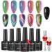 MIZHSE 9D Cat Eye Gel Nail Polish: Magnetic Gel Polish Set 10 ml 6 Colors with 2 Magnet Sticks Chameleon Magic Galaxy Shiny Effect Cateye Nail Gel Soak off Nail Art Gift for Ladies 6 Colors Cat Eye Gel Polish
