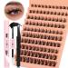 Individual Lash Extension Kit 100pcs 10-16mm 0.07 D-MIX Curl False Eyelash Clusters Women Lash Bond and Seal Glue Curved Tweezer for Lash Application Removal Beginner Practice Lash DIY Tool Set