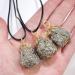 Pyrite Crystal Pendant - Natural Gold Wire Wrapped Raw Pyrite Necklace for Men Handmade Healing Gemstone Pendant Necklace with Black Macrame Cord Frifer - Buy Online on SooperMarket.com