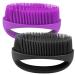 HEETA Hand-Held Body Shower Brush 2-Pack Soft Silicone Body Scrubber for Brushing Gentle Exfoliating Bath Cleansing Bath Brush for Men Women Kids All Kind of Skin (Black & Purple)