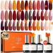 Modelones 20 Colors Gel Nail Polish Kit Fall Pink Brown Nude Orange Gel Polish Set with Glitter Glossy and Matte Top Base Coat Home DIY Manicure Nail Art Design Gifts A- 0 Cozy of the Fall