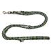 Dogeline double-leash exercise leash for medium dogs up to 45 kg over 39 colors very stable (2.40 m vegas) 2.40 m black and gray-green