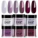 AZUREBEAUTY Dip Powder Nail Set 6 Colors Fall Winter Purple Rose Red Glitter Natural Dipping Powder Starter Kit French Nail Art Manicure DIY Salon No Need Nail Lamp Cured Glitter Purple Rose