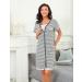 Uniexcosm Maternity Nursing Nightdress Short Sleeve Button Down Grey Stripe Sleepwear - Buy Online on SooperMarket.com
