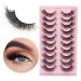 MilyBest 20mm Cat Eye False Eyelashes 10 Pairs - Fluffy Wispy D Curl Volume Natural Look Sets - Faux Mink A-Cat Eye Strip Lashes - Buy Online on SooperMarket.com