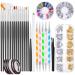 40 pieces nail art decoration accessories set 15 pieces nail brush 12 pots foil sticker 6 roller strip strap nails 5 puncture pins and 2 sets of nail art State stones for nail art manicure
