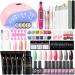 40PC Gel Nail Polish Kit with U V Light Starter Kit and Drill 8PC Gel Polish 4PC Poly Nail Gel Top Base Coat Glitter Nail Rhinestones Multi Type Complete Gel Manicure Kit for Women DIY Salon at Home 1.1
