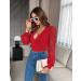 Fayenne Womens Tops Deep V Neck Cross Wrap Sexy Tops Polka Dot Mesh Long Sleeve T Shirt Casual Blouses S Red - Buy Online on SooperMarket.com