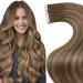 LAAVOO Extensions Tape Real Hair Balayage Brown Real Hair Extensions Tape In Remy Hair Light Brown Ombre Golden Blonde Glue In Real Hair Extensions with Volume 20Pcs 50g 45cm #8/16/8 45.72 cm 1.5 #8/16/8