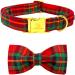 Lionheart Glory Christmas checkered dog collar dog shoe collar Adjustable Comfortable Bowtie collars for big dog girls or boys fall collapse dog loop X-Large (1 Pack) a: red-green checkered