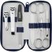 Marqus manicure set ladies and gentlemen Solingen made in germany 7 parts with patented glass files for hand and foot care - real leather etui handy and soft 3. blue