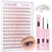 PHKERATA Brown Cluster Lashes Kit Brown Individual Eyelashes Wispy C Curl Brown Eyelash Clusters 156Pcs Natural Lashes Individual Cluster with Lash Glue Bond and Seal Lash Extension Kit 10-12MM Wispy Brown Kit