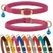 Murom Rolled Leather Cat Collar with Elastic Strap Safety Adjustable Pet Collars for Cats Kitten Yellow Red Pink Blue Orange Brown Gray