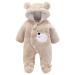 Eurobuy Newborn Cartoon Bear Snowsuit Baby Infant Winter Thick Snowsuit Coat Footed Romper Front Snaps Warm Jumpsuit for Baby Girl Boy Khaki 6-9 Months