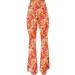 Deerose Women's High Waist Orange Floral Bell Bottom Flare Pants - Medium - Buy Online on SooperMarket.com