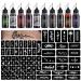STIGMA  Temporary Tattoo Kit 10 Bottles Color Inks, 84 Pcs Stencils Kit for Body Paint DIY Tattoos Temp, DIY Fake Tattoo for Women Kids (Black*2, Cyan, Red, Green, Blue, Purple, Brown*2, Orange) Color set