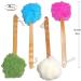 4 Pack Exfoliating Loofah Body & Back Scrubber Set - Long Wooden Handle Bath Brush for Men & Women - Buy Online on SooperMarket.com