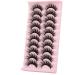 False Eyelashes - 10 Pairs Faux Mink Fluffy 3D Effect Natural Styles - Buy Online on SooperMarket.com