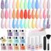 Aikker 20 Spring Colours Dip Powder Nail Kit Starter 27 Pcs Glitter Purple Pink Orange Acrylic Dipping Powder Liquid Set with Everything Base Top Coat Activator for French Nail Art Manicure AK33
