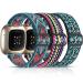 Maledan Compatible with Fitbit Sense and Versa 3 Bands Women Men - Adjustable Stretchy Nylon Solo Loop Braided Sport Elastics Strap for Fitbit Sense & Versa 3 Smartwatch Arrow/ Colorful/ Boho Flower