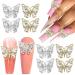 3D Butterfly Nail Charms for Acrylic Nails 10 PCS Metal Butterfly Nail Art Charms with Diamonds Gold Silver Butterflies Nail Charms Rhinestones Decoration DIY Alloy Jewelry Accessories X361