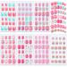 168 Pieces Girls Press on Nails 7 Days Fake Nails Artificial Nails Children Full Cover Short False Fingernails for Girls Kids Gift Nail Design Decoration 7 Boxes (Dark Pink Theme)