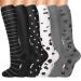 Patina font 6 pair compression stockings - support stockings women and men compression socks support knee socks for running travel l -xl multicolor