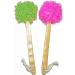 Shower Loofah Body & Back Scrubber - Exfoliating Loofah luffa loofa Bath Brush On a Stick - with Long Wooden Handle Back Brush for Men & Women - Easy Reach Body Wash & Lotion Applicator 2-Pack