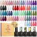 ROSALIND 30PCS Gel Nail Polish Set with Base Glossy Matte and Glitter Top Coat Gel Polish Multicolored Gel Nail Set Long Lasting DIY Manicure Gifts 30pcs Multi-Colored 0.17 Fl Oz (Pack of 30)