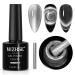 MIZHSE 9D Cat Eye Gel Nail Polish Silver Magnetic Gel Polish with Magnet Stick Magic Shimmer Galaxy Effect Holographic Glitter Silky Cat Eye Nail Polish Soak Off Nail Art Salon Manicure DIY at Home Cat Eye Silver