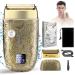 Electric Shavers for Men Adjustable Speed Double Foil Shaver for Beard& Bald Head Waterproof Big Capacity Battery Rechargeable Electric Razor Ideal Gift for Men Gold