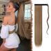 FESHFEN Straight Ponytail Extensions Long Wrap Around Ponytail Synthetic Clip in Pony Tail Hair Extensions Brown & Blonde Hairpiece for Women 24 inch 24 inch (Pack of 1) Brown & Blonde