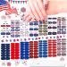 JERCLITY 14 Sheets 4th of July Nail Wraps Independence Day Nail Polish Strips Patriotic Nail Wraps American Flag Nail Strips Self-Adhesive Solid Color Nail Stickers with Nail File for Memorial Day Independence Day Nail P...