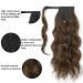 KooKaStyle Long Wavy Wrap Around Ponytail Extension 20 Inch Medium Brown - Synthetic Hair Piece with Bangs for Women - Buy Online on SooperMarket.com