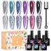 MEET ACROSS Reflective Glitter Cat Eye Gel Nail Polish Set Sparky Diamond Cateye Nail Polish Magnetic Gel Polish Soak off UV Gel Nail Polish with Magnet Stick for Nail Art Salon and DIY