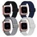 BOTNUW 4 Pack Elastic Bands Compatible with Fitbit Versa 2 /Versa /Versa SE/Versa Lite Wristbands Fitness Smart Watch, Soft Loop Nylon Adjustable Stretchy Replacement Straps for Women Men Black & Dark Blue & Light Gray & White
